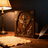 Bgcopper Archangel Michael Square Wooden Icon Religious Gifts - Best Wood Carving Wall Decor