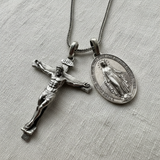 Jesus Cross and Virgin Mary Combination Necklace Pendant