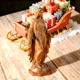 Hand Carved Sacred Heart of Jesus Virgin Mary Wooden Tabletop Ornament