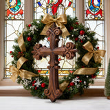 Bgcopper Ornate Wooden Cross - Carved from natural wood