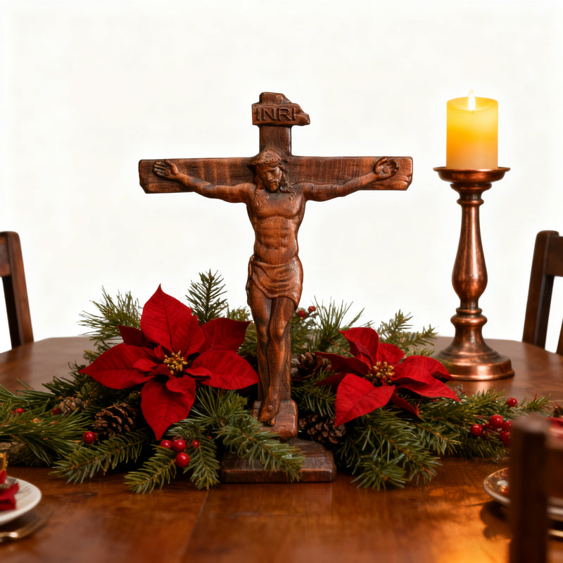 Sacred Art Crucifix: Devotionally Hand-Carved Solid Wood Cross, A Testament of Divine Love & Sacrifice