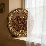 The Last Supper Round Wooden Sculpture