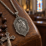 S925 Sterling Silver Our Lady of Guadalupe Prayer Pendant Necklace – Catholic Virgin Mary Medal