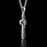 Brushed & Faceted Titanium Steel Cross Necklace – Modern Faith, Bold Devotion