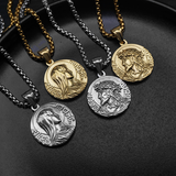 Jesus Thorn Crown Coin Necklace, 316L Titanium Steel Men Pendant