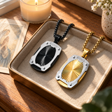 Radiant Shield Pendant Necklace – Titanium Steel Faith-Inspired Men's Necklac