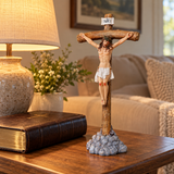 Jesus Christ Crucifix Statue – 11.4" Standing Christian Cross for Prayer, Home Décor & Meaningful Faith Gifts