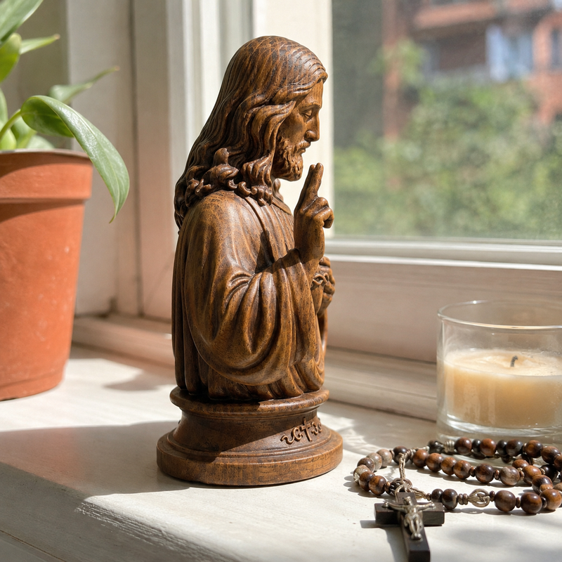 Sacred Heart of Jesus cypress wood Christian gift