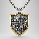 Two-Tone Armor of God Knight Shield Stainless Steel Necklace