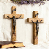 Olive Wood Crucifix with Bronze Corpus: A Bridge to Sacred Devotion