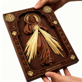 The Sacred Heart and Divine Mercy Jesus Christ Wood Wall Plaque