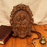 “St. Joseph & Child Jesus” Hand-Carved Wood Icon – A Timeless Christian Gift for Father’s Day & Faithful Homes