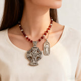 Double Sided 925 Sterling Silver Religious Pendant - Crucifixion of Christ & St. Michael Medal - Choose from 5 Chain Styles - Free Polishing Cloth