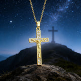 Zircon-Encrusted Jesus Cross Necklace: Faith Worn with Grace