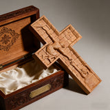 BGCOPPER Savior Jesus Cross - Carved from Natural Wood