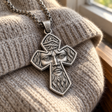 S925 Sterling Silver Jesus Crown of Thorns Cross Pendant Necklace – Christian Faith Jewelry for Men