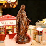 Hand Carved Sacred Heart of Jesus Virgin Mary Wooden Tabletop Ornament