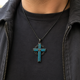 ‘By His Wounds’ Turquoise Crown of Thorns Cross — Comes with a 24-inch chain