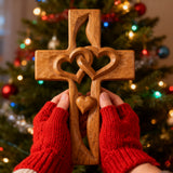 50% Off Today!Interwoven Hearts Wood Cross - A God-Centered Symbol for Marriage & Anniversaries