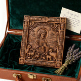 The Good Shepherd Beechwood Icon – Hand-Carved Christian Home Decor | Christ the Shepherd Wall Art