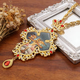 Gilded Leaf-Edged Jesus Crucifix Necklace: Elegance Woven with Faith