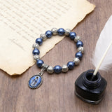 Our Lady of Mary Pendant Royal Blue Pearl Rosary Bracelet: A Wrist-Worn Reminder of Grace