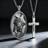 Divine Grace: Jesus Carrying the Cross with Sacred Heart S925 Sterling Silver Pendant Necklace
