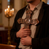 Wooden crucifix of the Virgin, Virgin Mary, Baby Jesus, religious wooden icon, wall crucifix, wall decoration