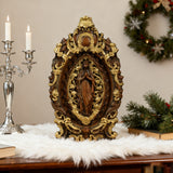 Hand-Carved Our Lady of Grace Wooden Icon: A Christian Symbol of Mary’s Devotion