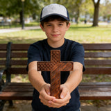 American Flag Cross - Carved in Natural Wood