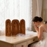 Hand-Carved Travel Triptych Altar: The Holy Family at Your Side