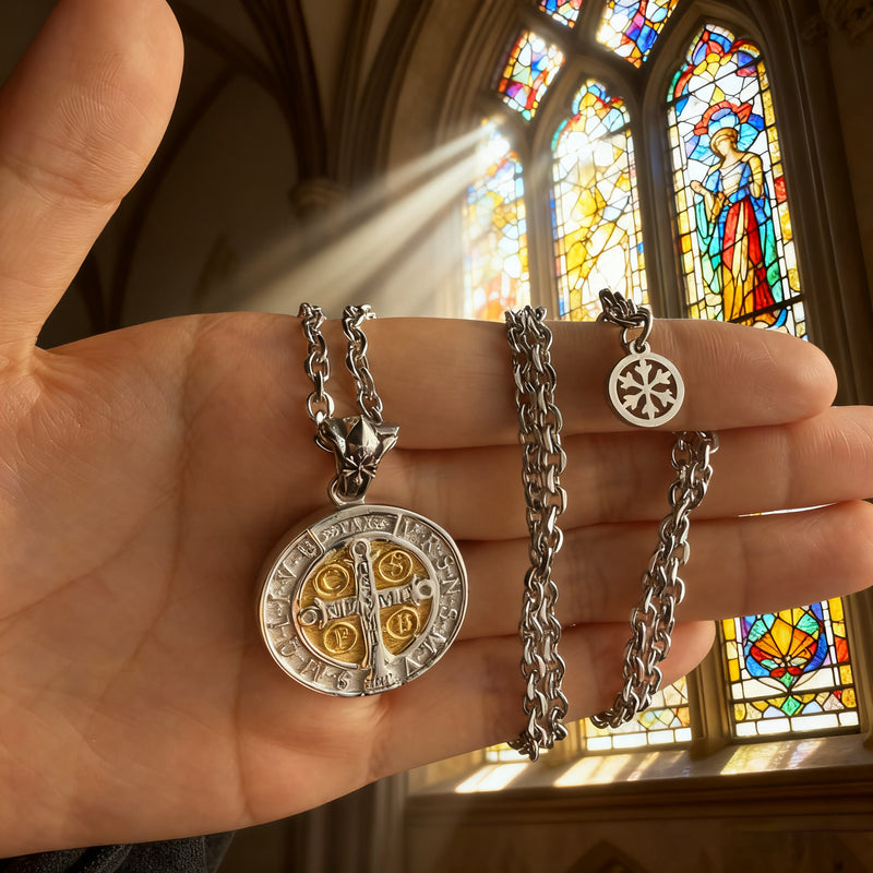 St. Benedict Home Blessing Titanium Steel Pendant