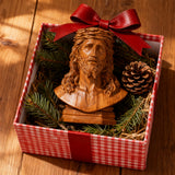 Boxwood Jesus Crown with Thorns Half-Length Desktop Ornament
