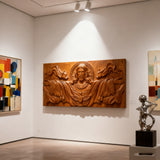 Trinity of Grace” Hand-Carved Jesus & Holy Spirit Wood Wall Art – 22.75