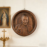 Pope Francis Hand-Carved Beechwood Wall Plaque