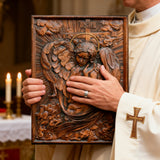 🌟 Archangel Chamuel Wood Carving – Angel of Peaceful Relationships 🌟