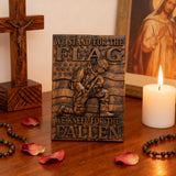 We Stand For The Flag, We Kneel For The Fallen -American soldier wood carving memorial icon