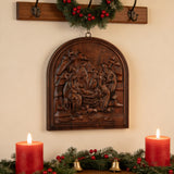 Natural Beech Nativity Scene Wood Carving Plaque: The Heart of Christmas in Handcrafted Wood