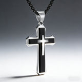 New Stainless Steel Layered Cross Pendant Necklace