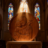 Joseph and Baby Jesus wood carving plaque - Father‘s day gift