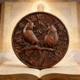 Red Cardinal Couple Hand-Carved Wood Figurine: A Symbol of Hope & Spiritual Connection