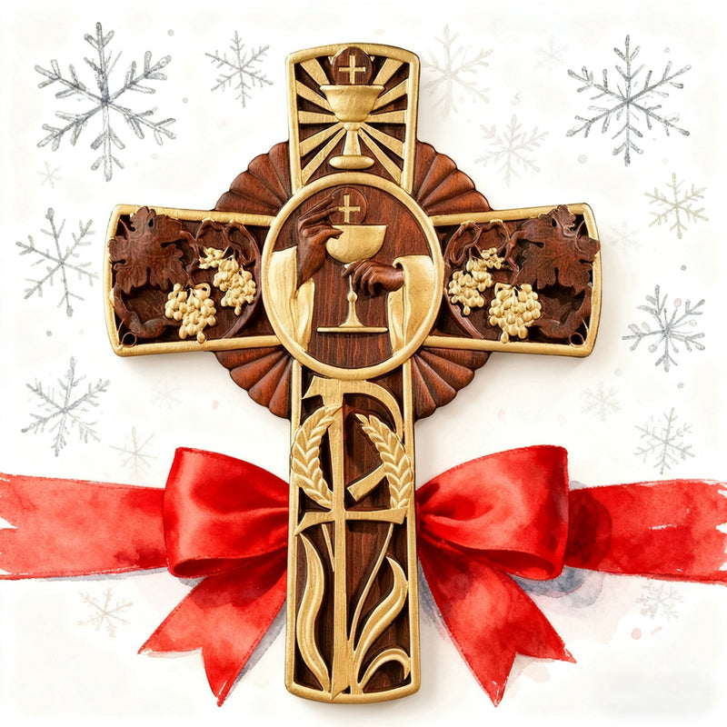 Eucharistic Chalice Wooden Cross: A Christian Symbol of the Last Supper & Redemption
