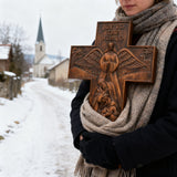 Christmas cross, Nativity cross,Joy to the world wood carving- best Christmas gift