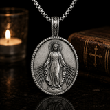 Pure Tin Miraculous Medal Virgin Mary Necklace