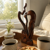 Hand-Carved Christian Love Sculpture – Wooden Couple Statue for Wedding & Anniversary Gift