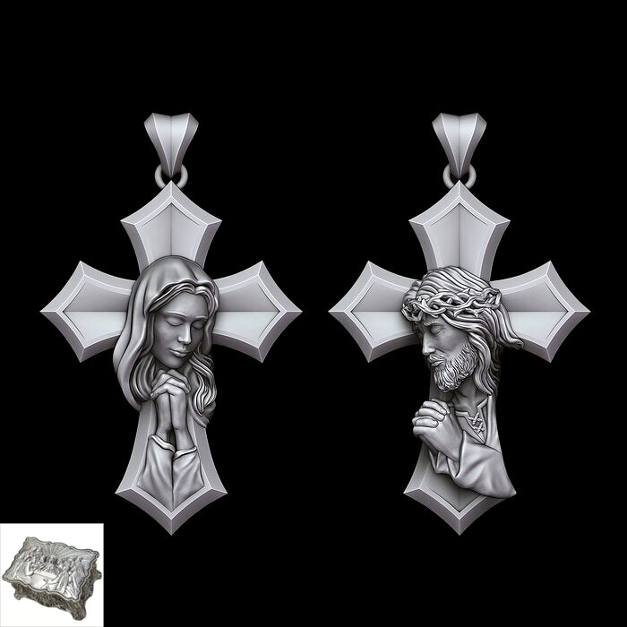 Crucifixion Prayer Necklace Madonna Prayer S925K Silver Necklace