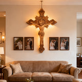 Wood carving of the Cross of the Order of Saint Benedict - with base