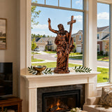 “He Is Risen” — Hand-Carved Boxwood Jesus Resurrection Statue | Symbol of Hope, Faith & New Life