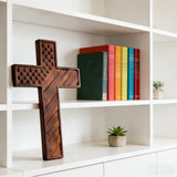 American Flag Cross - Carved in Natural Wood