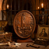 Our Lady of Fatima Wood Carving Decoration - Virgin Wall Pendant